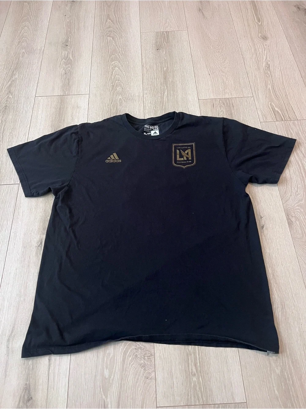 adidas Black LAFC Short-Sleeve Logo Tee with Gold Accents